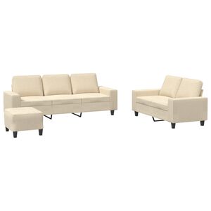 vidaXL 3-delige Loungeset stof cr&egrave;mekleurig