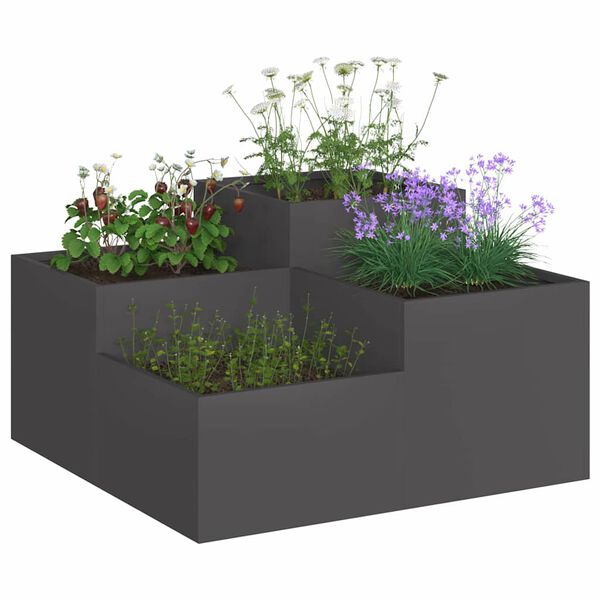 vidaXL Tuin Bloempot Zwart 80 x 80 x 48 cm Staal