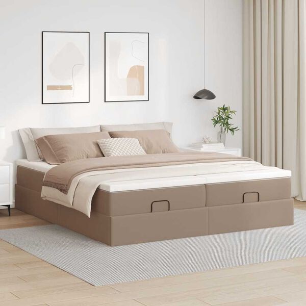 vidaXL Ottoman bed met matrassen 160x200cm kunstleer cappuccinokleurig