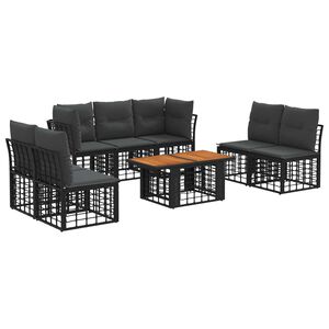 vidaXL Tuinbankenset 8 st Zwart en Donkergrijs poly rattan