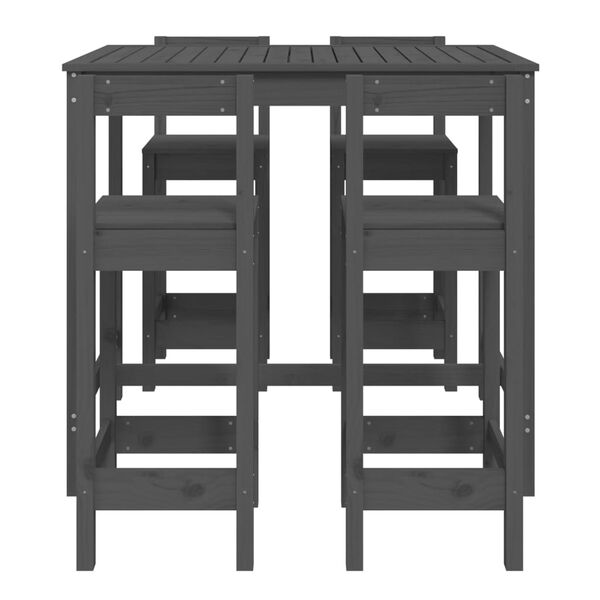 vidaXL 5-delige Tuinbarset massief grenenhout grijs