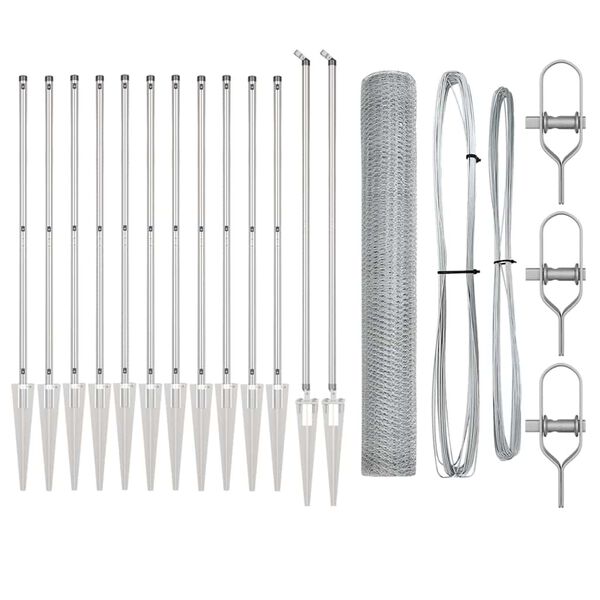 vidaXL Afrasteringspaal Zilver 25 x 1,4 m (25 mm gaas) Staal