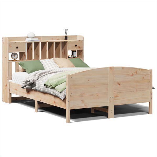 vidaXL Bed met boekenkast zonder matras massief grenenhout 150x200 cm