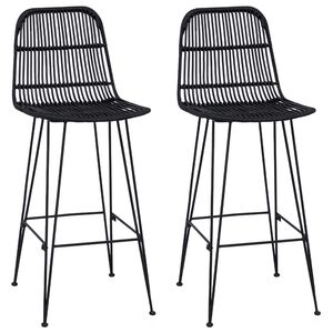 vidaXL Barkruk 2 pcs Zwart 44 x 55 x 109 cm Rattan en staal