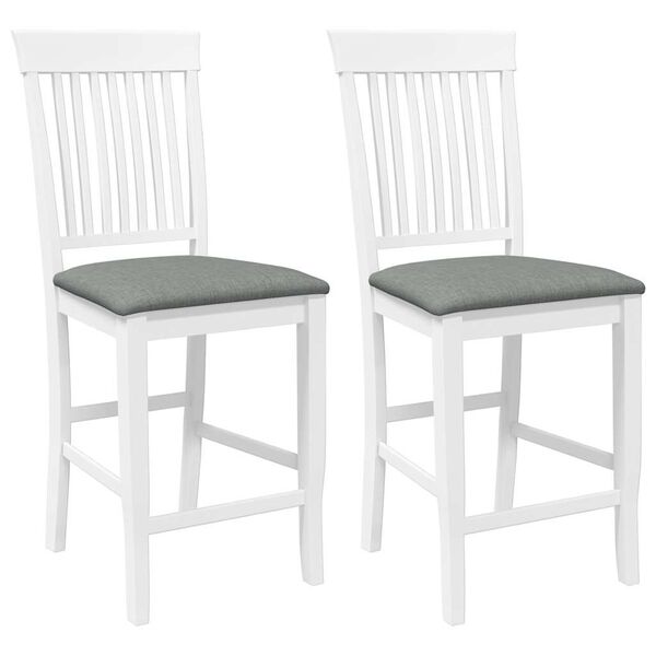 vidaXL Barkrukken met kussens 2 stuks wit massief hout rubber