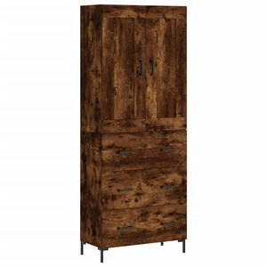 vidaXL Hoge kast 69,5x34x180 cm bewerkt hout gerookt eikenkleurig