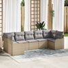 vidaXL Tuin Sofa Set met kussen 7 pcs beige en lichtgrijs Poly riet