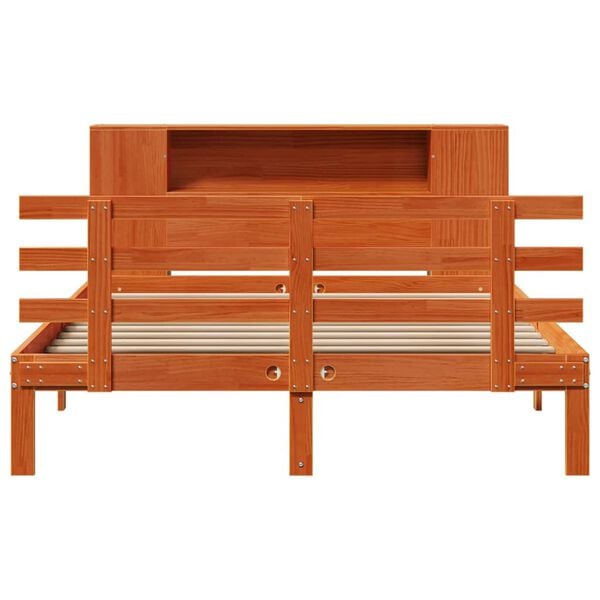 vidaXL Bed met boekenkast zonder matras grenenhout wasbruin 140x190 cm