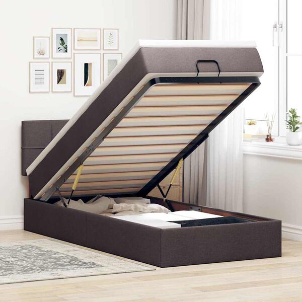 vidaXL Ottoman bed met matras en LED's 80x200cm stof donkerbruin