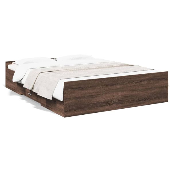 vidaXL Bedframe met lades bewerkt hout bruin eikenkleur 150x200 cm