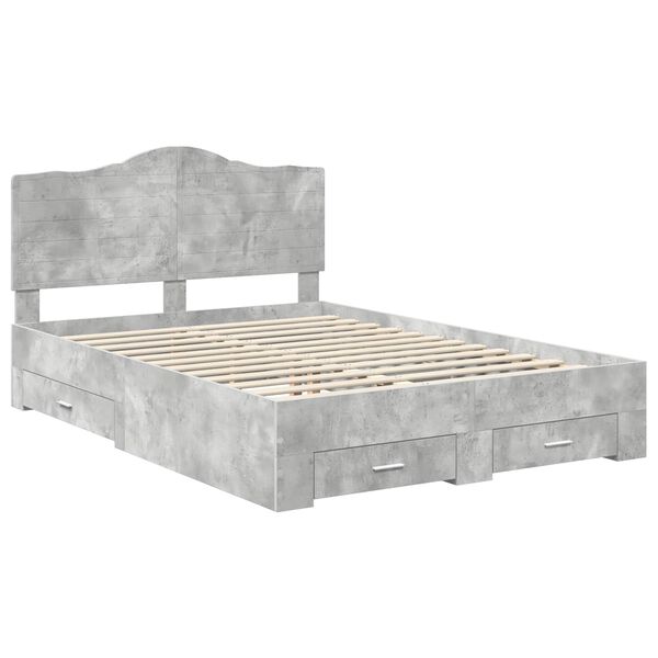 vidaXL Bedframe met hoofdeinde Beton Grijs 140 x 190 cm Bewerkt hout