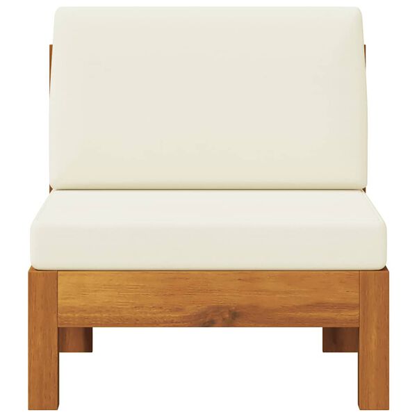 vidaXL Middenbank met crèmewitte kussens massief acaciahout