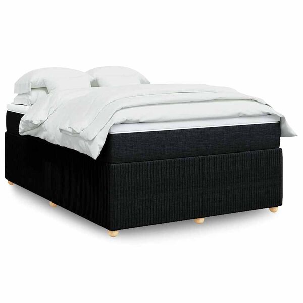 vidaXL Boxspring met matras stof zwart 140x200 cm