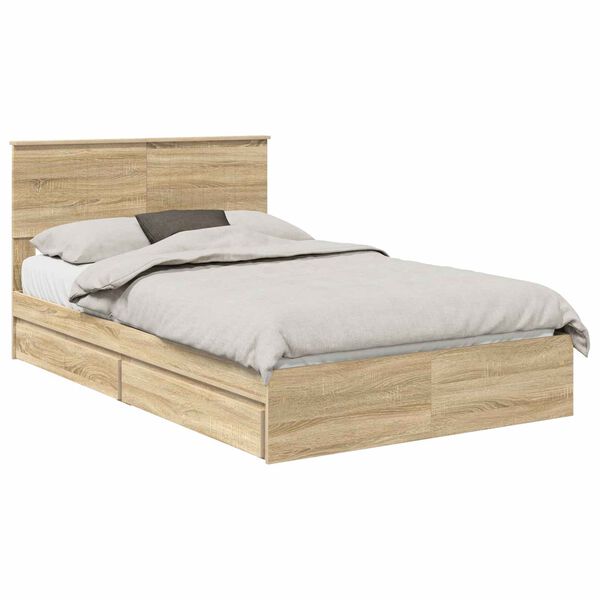 vidaXL Opslag bed met lade Sonoma Eiken 120 x 200 cm Bewerkt hout