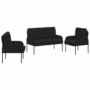 vidaXL Sofa-Sets met kussen 3 pcs Zwart 115 x 56 x 80 cm Multiplex
