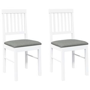 vidaXL Eetkamerstoelen met kussens 2 st massief hout rubber wit