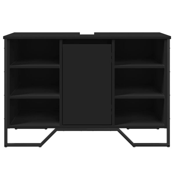 vidaXL Wastafelkast 91x35x60 cm bewerkt hout zwart