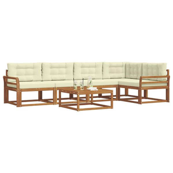vidaXL Buiten bankenset met kussen 6 pcs Natuurlijk en Cr&egrave;me