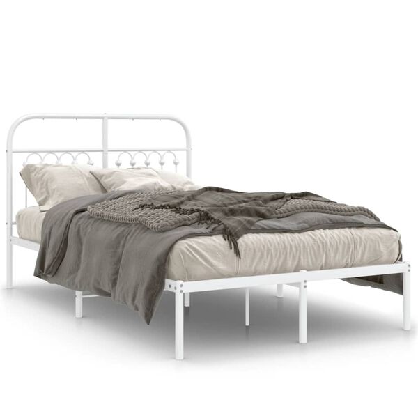 vidaXL Bedframe met hoofdbord metaal wit 120x200 cm