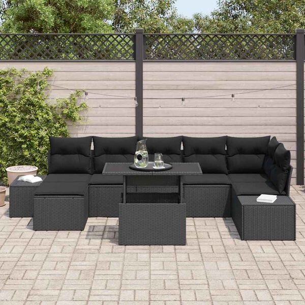 vidaXL Tuin Sofa Set met kussen 8 pcs Zwart