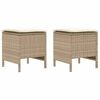 vidaXL 2 st Tuinvoetenbank PE Rattan Beige en Cr&egrave;me