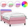 vidaXL Boxspring met matras en LED fluweel roze 100x210 cm