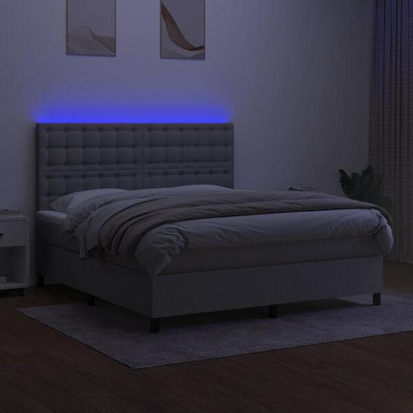 vidaXL Boxspring met matras en LED stof lichtgrijs 180x200 cm