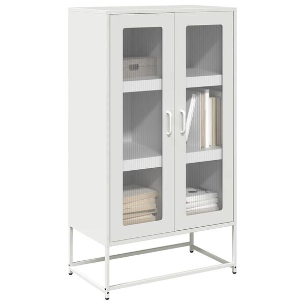 vidaXL Hoge kast 68x39x123 cm staal wit
