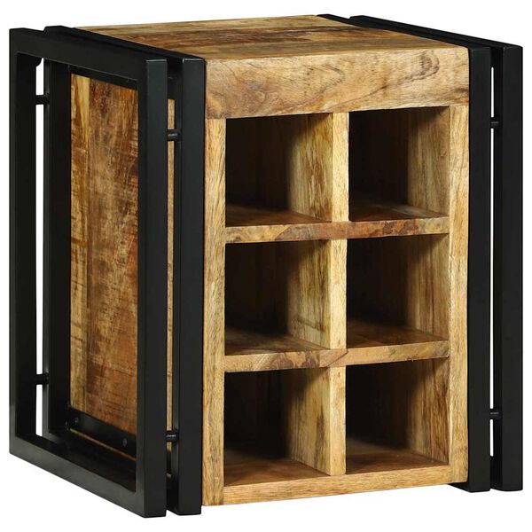 vidaXL Wijnrek Bruin en zwart 35 x 35 x 39 cm Massief Mango Hout