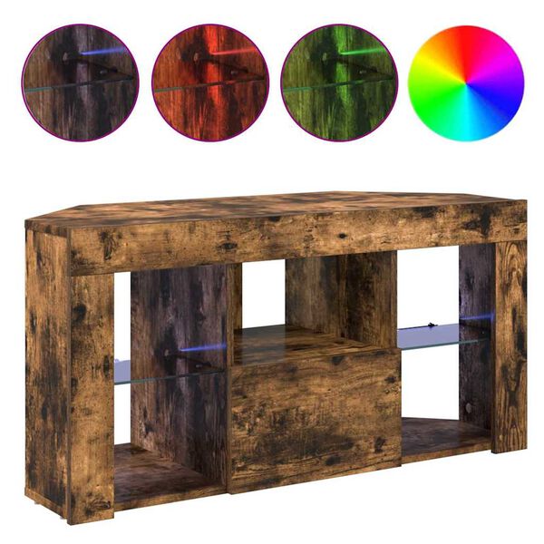 vidaXL Hoek LED TV Kast Gerookt eiken 100 x 40 x 50 cm Bewerkt hout