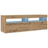 vidaXL Tv-meubel met LED 120x35x40 cm bewerkt hout artisanaal eiken