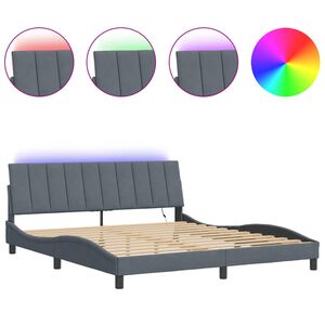vidaXL Bedframe met LED zonder matras "Hanko" fluweel donkergrijs 180x200 cm