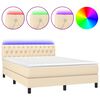vidaXL Boxspring met matras en LED stof cr&egrave;mekleurig 140x200 cm