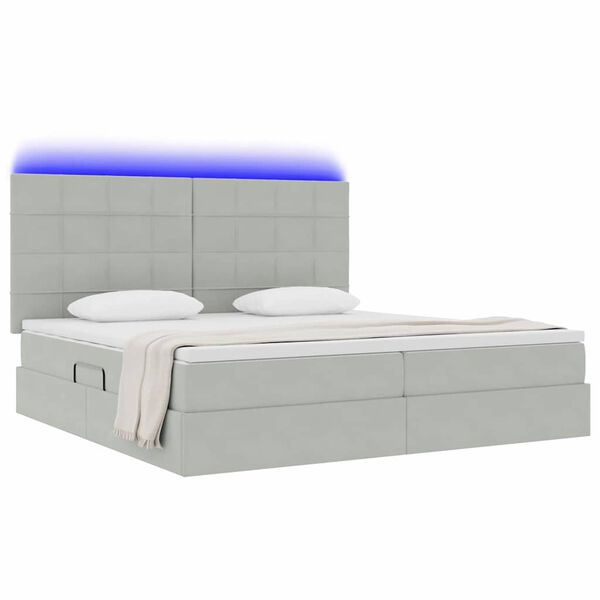 vidaXL Opbergbed met LED met matras Lichtgrijs 200 x 200 cm Fluweel