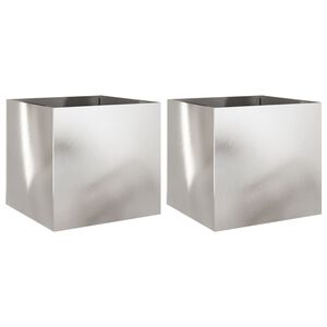 vidaXL Plantenbakken 2 st 49x47x46 cm roestvrij staal zilverkleurig