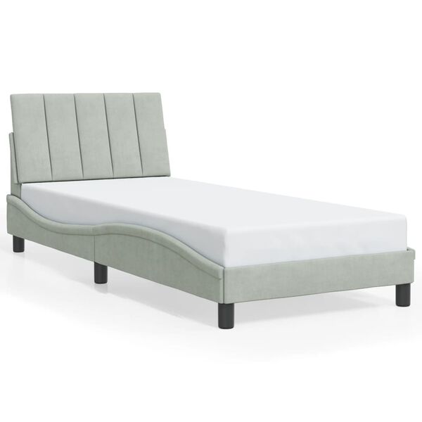 vidaXL Bedframe zonder matras "Hanko" 80x200 cm fluweel lichtgrijs