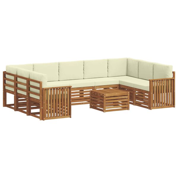 vidaXL Sofa-Sets 10 pcs Natuurlijk en Cr&egrave;me Massief Acaciahout