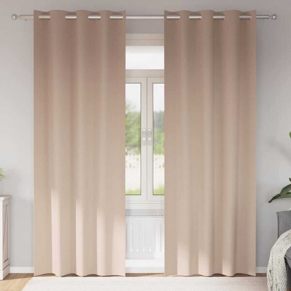 vidaXL Zwart-out Gordijnen met Ringen 2 pcs Taupe 225 x 140 cm