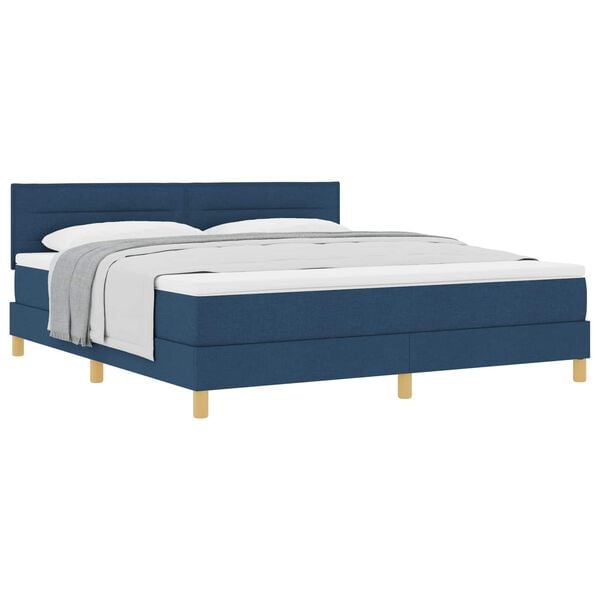 vidaXL Boxspringbed met kussen met hoofdeinde Blauw 180 x 200 cm Stof
