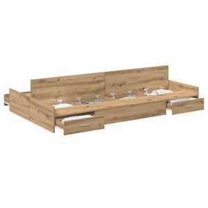 vidaXL Opbergbedframe met lade Artisan Eiken 120 x 190 cm Bewerkt hout