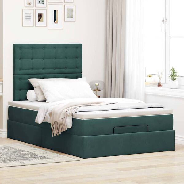 vidaXL Ottoman bed met matrassen en LED's 120x200cm fluweel
