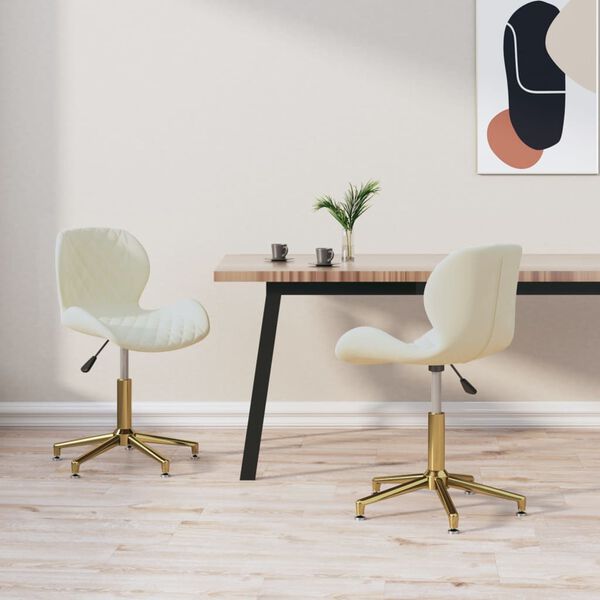 vidaXL Eetkamerstoelen draaibaar 2 st fluweel cr&egrave;mekleurig