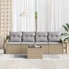 vidaXL Tuin Sofa Set 5 pcs Beige en Grijs Poly rattan, staal en glas