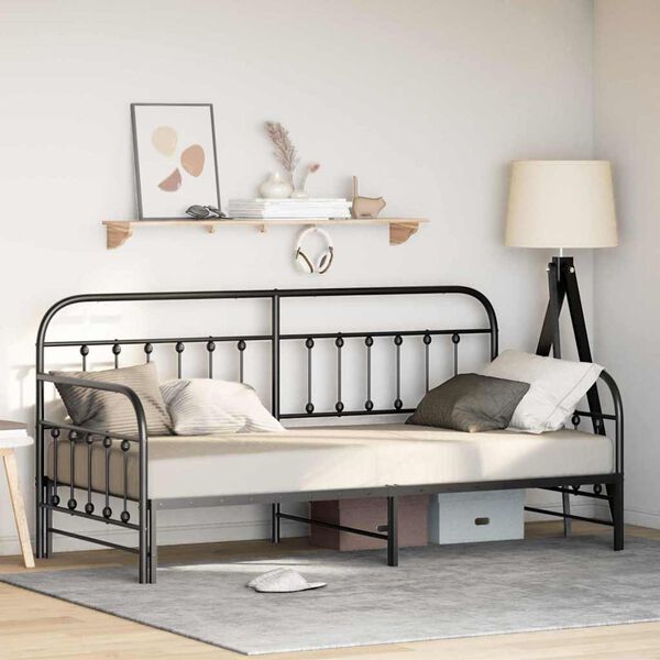 vidaXL Bedframe voor een daybed Zwart 90 x 200 cm Gepoedercoat staal