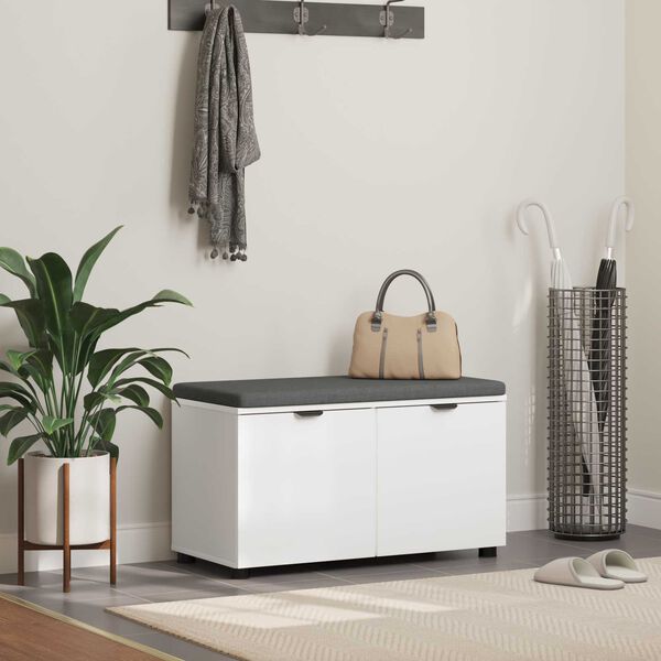 vidaXL Halbank met kussen met opslag met de deur Wit 80 x 46 x 46 cm