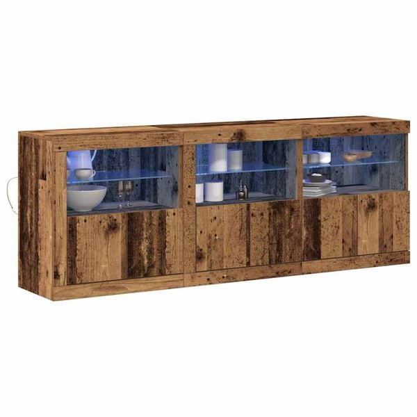 vidaXL LED Sideboard Oud Hout 181 x 37 x 67 cm Bewerkt hout