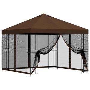 vidaXL Tuin Gazebo met Zijwanden 3 x 3 m Bruin Polyester en staal