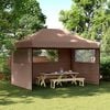 vidaXL Partytent inklapbaar pop-up met 3 zijwanden bruin