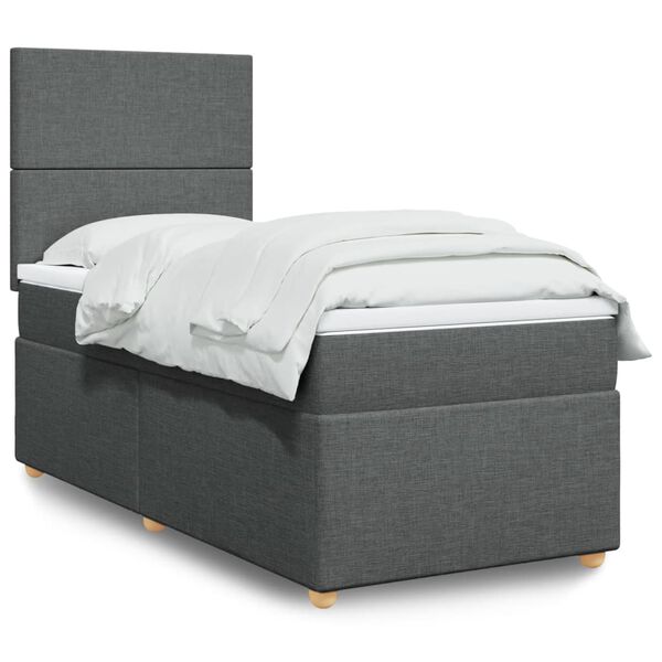 vidaXL Boxspring met matras stof donkergrijs 90x190 cm