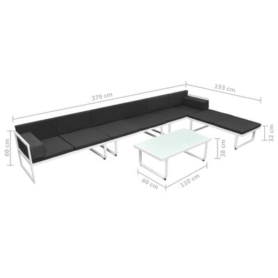 vidaXL 5-delige Loungeset textileen aluminium zwart
